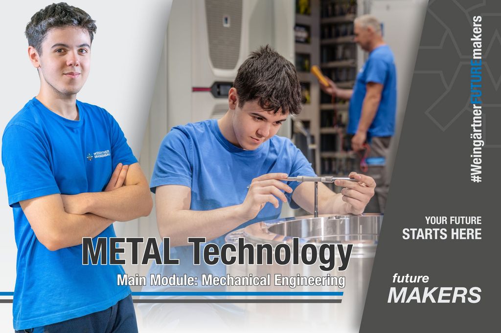 A young man serving his apprenticeship in metal technology