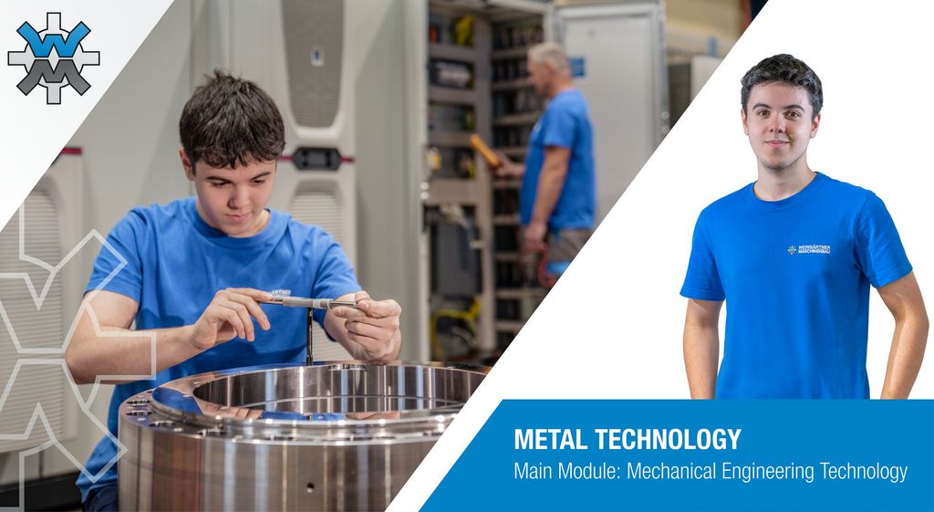 An apprentice working on a metal part