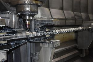 An injection molding screw being milled