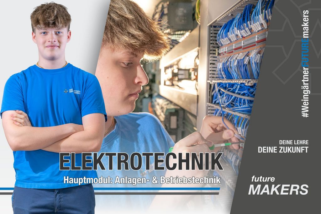 A young man wiring a control panel